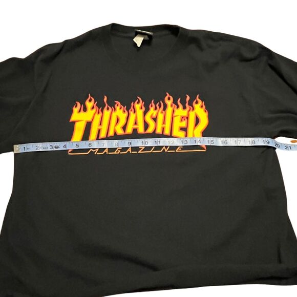 THRASHER MAGAZINE LONG SLEEVE ROLLED HEM BLACK T-SHIRT UNISEX SIZE LARGE - Picture 8 of 11